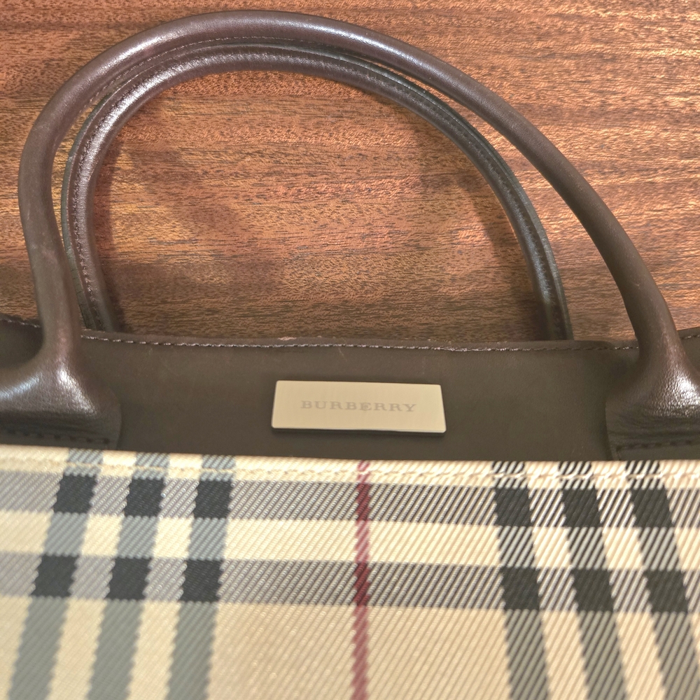 Burberry Checkered Handbag - Brown and Cream - Picture 8 of 9